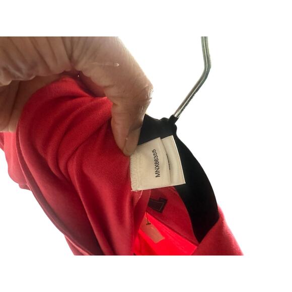 BCBG Max Azria Women's Red Collared Wrap Dress 3/4 Sleeve Stretchy Midi Size 12 - Picture 7 of 11